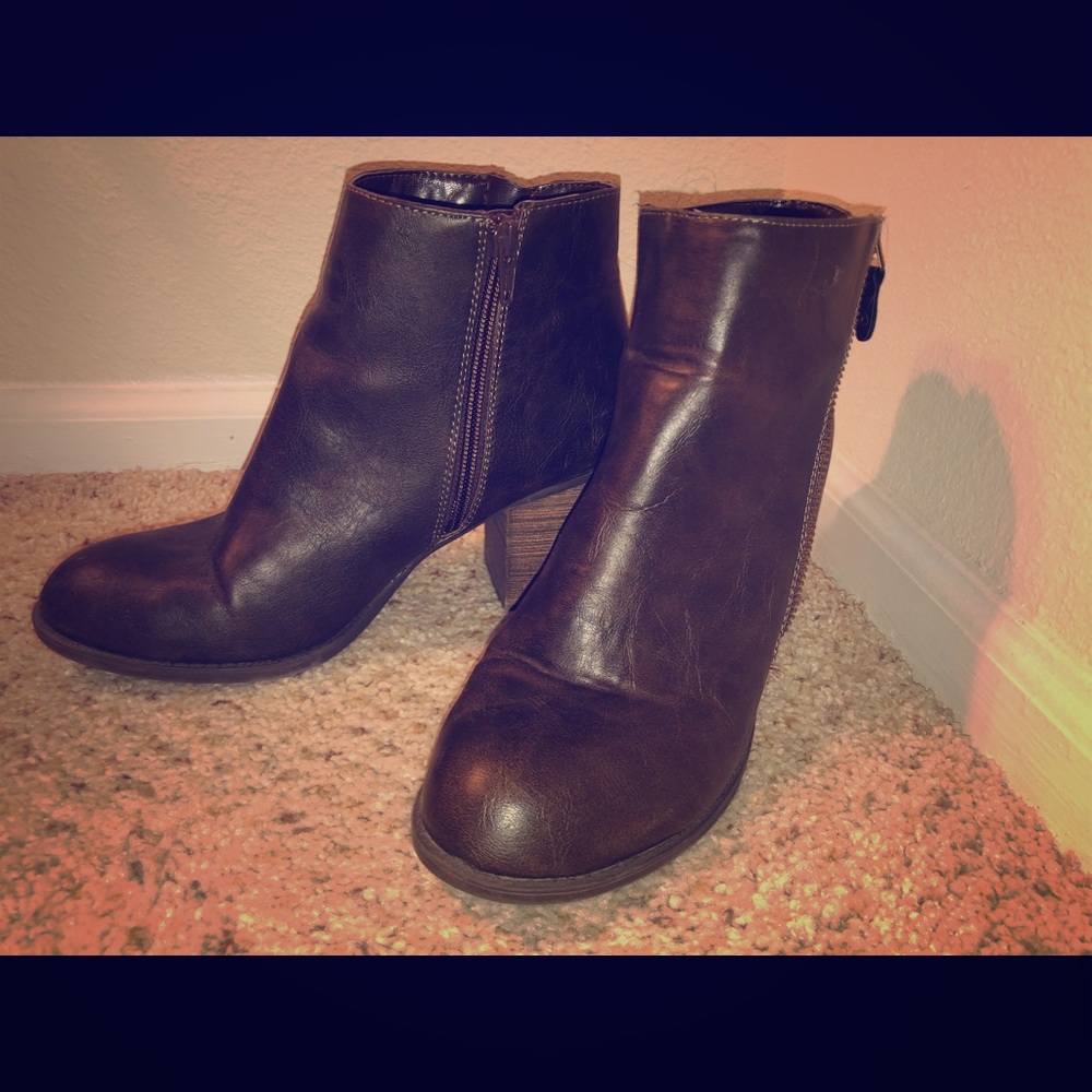 Brown heeled boots